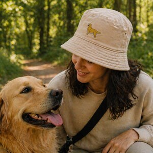 Broderad hinkhatt med golden retriever, sommarkeps i bomull, unisex hunddesign bild 3