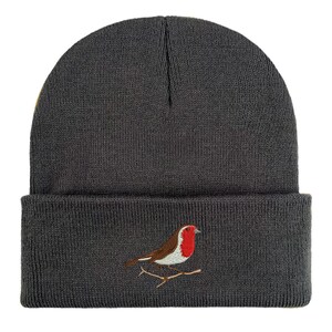 Robin Embroidered Beanie: Unisex Bird Watching Hat. Winter accessories. Bird lovers gifts image 19