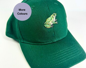 Frog Cap, Embroidered Frog Cap, Embroidered Frog Gift. Frog