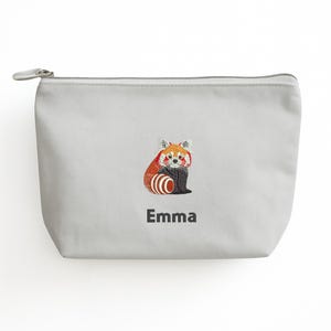 Embroidered Red Panda Accessory Bag, Great gift ideas for Red Panda lovers. Red Panda make up bag, travel bag, toiletry bag