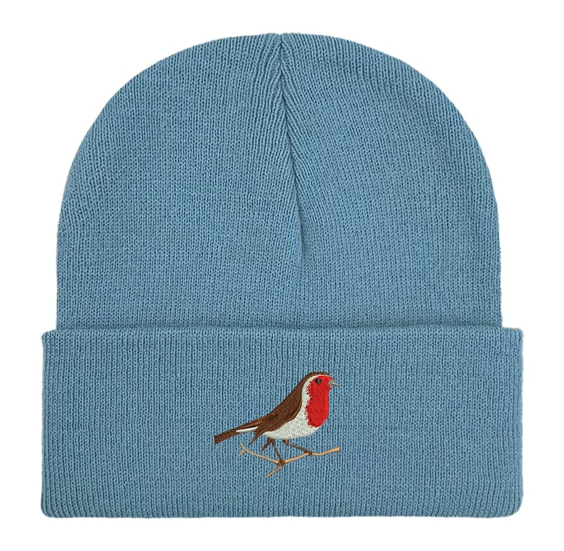Robin Embroidered Beanie: Unisex Bird Watching Hat. Winter accessories. Bird lovers gifts image 17