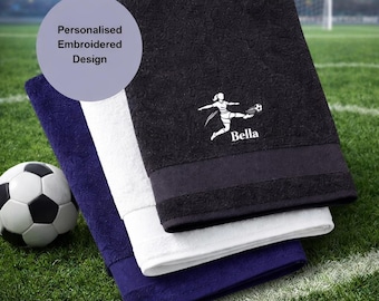 Toalla de fútbol personalizada con nombre bordado, regalo deportivo para jugadores, entrenamientos, partidos y equipos.