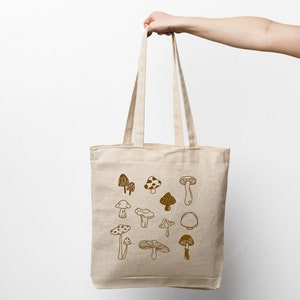 Mixed Mushroom tote bag, eco friendly sustainable reusable bag. Mushroom lovers, Fungi tote bag. Cottagecore tote bag