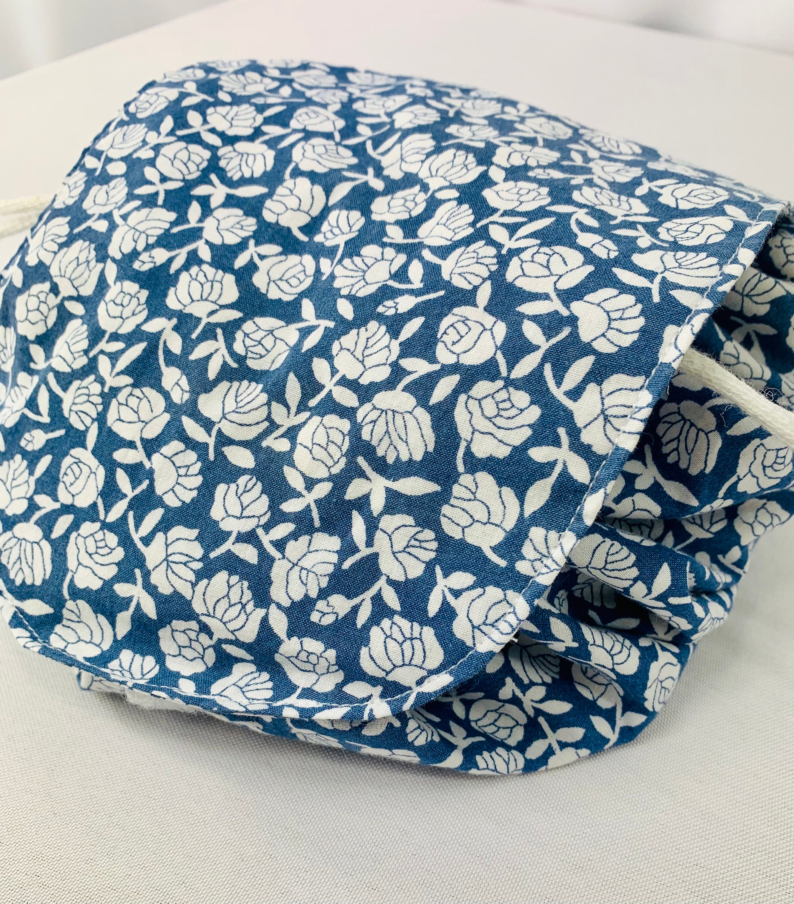 Blue Floral Makeup Bag With a Drawstring Lay Flat Makeup Bag - Etsy UK