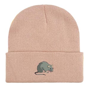 Embroidered Rat Beanie: Unisex Winter Hat, Rat Lover Gift image 7