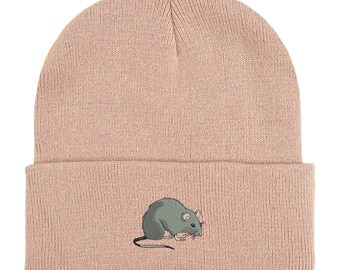 Embroidered Rat Beanie: Unisex Winter Hat, Rat Lover Gift - Etsy