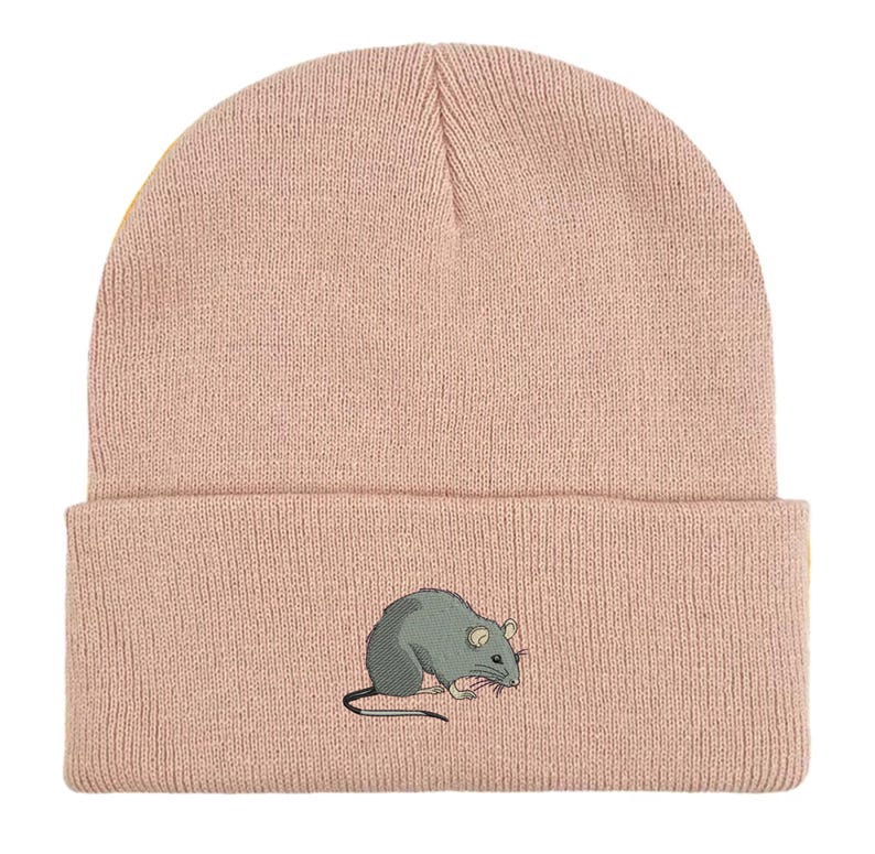 Embroidered Rat Beanie: Unisex Winter Hat, Rat Lover Gift image 7