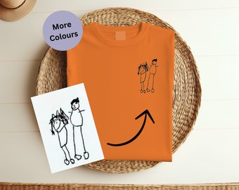 Embroidered Kids Drawing T-shirt: Custom Children's Art Gift, Bespoke memorable sketch Tee
