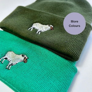 Sheep Hat, Embroidered Sheep beanie hat, Farm animal embroidered beanie. Farm lover gift gift. Sheep lovers gift. Embroidered sheep beanie