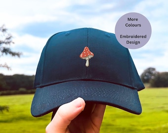 Embroidered Mushroom Cap, Cottagecore inspired gift ideas. Hat for mushroom lovers.