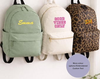 Mini mochila bordada personalizada, mochila escolar con nombre personalizado, mochila con estampado de leopardo, agrega tu logotipo