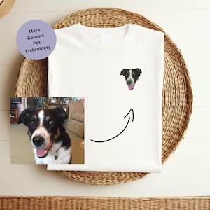 Ajoutez votre t-shirt brodé pour animal de compagnie. Broderie d'animal de compagnie brodée sur mesure. Vêtements brodés Portrait d'animal de compagnie. Tshirt personnalisé pour animal de compagnie