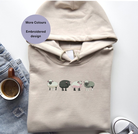 Sheep Embroidered Hoodie Sheep Border Hoodie. Embroidered Sheep Clothing. Sheep Lovers Gift Idea. Unisex Embroidered Clothing Etsy