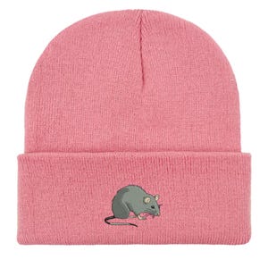 Embroidered Rat Beanie: Unisex Winter Hat, Rat Lover Gift image 9
