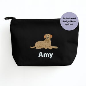 Sac d&#39;accessoires labrador brodé : cadeau personnalisé pour amoureux des chiens. Trousse de toilette, sac de voyage polyvalent