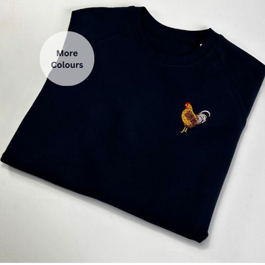 Chicken Embroidered Sweatshirt Chicken Rooster Clothing Farm Etsy