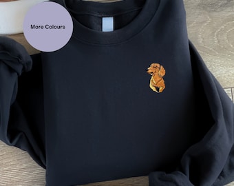 Embroidered Dachshund Sweatshirt: Unisex Sausage Dog Gift