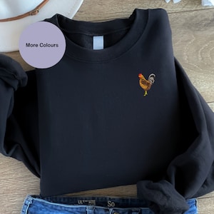 Chicken Embroidered Unisex Sweatshirt. Farm Animal Lover Gift ideas. Chicken sweatshirt Unisex embroidered clothing. Embroidered clothing