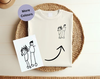 Personalized Kids Drawing Embroidered Organic Cotton T-Shirt