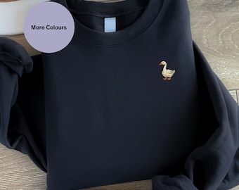 Goose Embroidered Sweatshirt: Unisex Animal Clothing. Goose lovers sweater