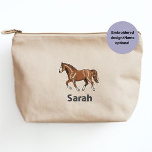 Embroidered Horse Makeup Bag: Personalized Equestrian Travel Pouch, accessory bag