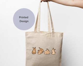 Rabbit tote bag, eco friendly sustainable reusable bag. Personalised Rabbit lovers gift. Rabbit canvas bag- Rabbit lover gift