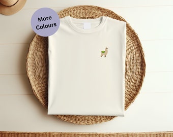 Embroidered Alpaca T-Shirt: Alpaca inspired clothing. Farm animal Tee