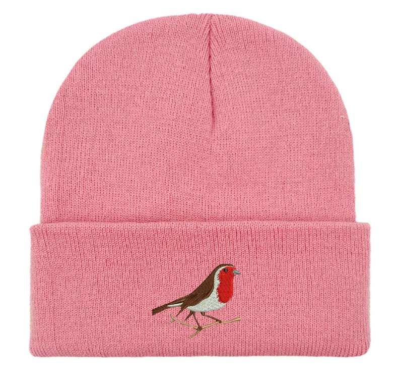 Robin Embroidered Beanie: Unisex Bird Watching Hat. Winter accessories. Bird lovers gifts image 12