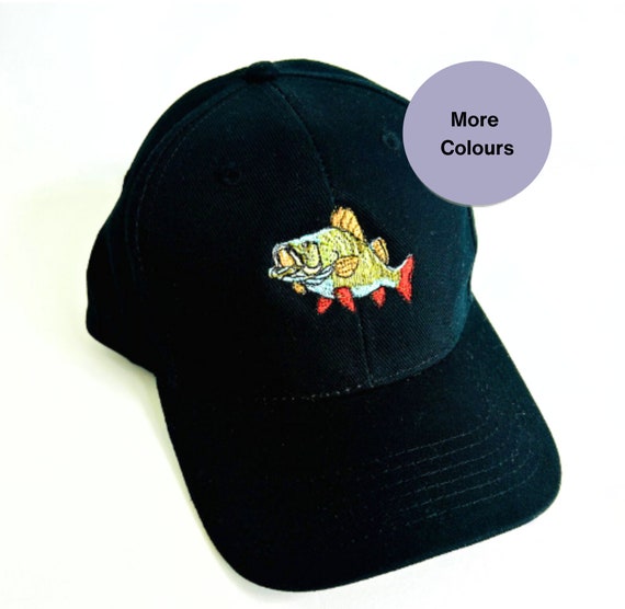 Perch Fishing Cap Embroidered Fishing Hat. Unisex Embroidered