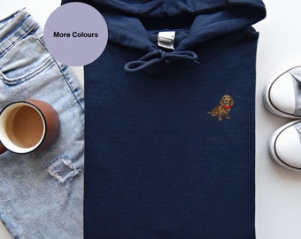 Embroidered Dapple Dachshund Hoodie: Unisex Sausage Dog Apparel, Embroidered clothing