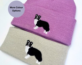 Embroidered Border Collie Beanie: Unisex Dog Lover Hat, Winter accessories for dog owners