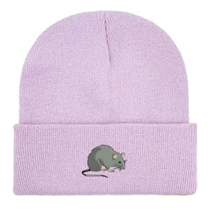 Embroidered Rat Beanie: Unisex Winter Hat, Rat Lover Gift image 8