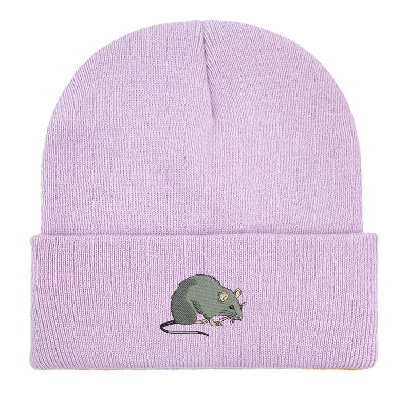 Embroidered Rat Beanie: Unisex Winter Hat, Rat Lover Gift image 8