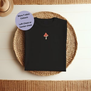Embroidered Mushroom T-shirt Unisex embroidered clothing for cottagecore lovers. Mushroom lovers gift ideas Organic Embroidered clothing