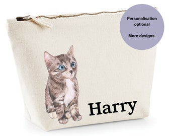 Personalised Cat Accessory Bag - Perfect for Travel, Toiletries, Makeup and cosmetics. Great gift idea for the cat lovers.