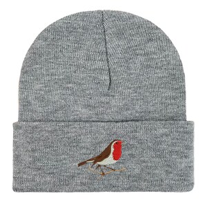 Robin Embroidered Beanie: Unisex Bird Watching Hat. Winter accessories. Bird lovers gifts image 14