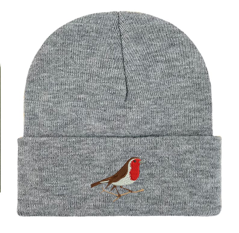 Robin Embroidered Beanie: Unisex Bird Watching Hat. Winter accessories. Bird lovers gifts image 14