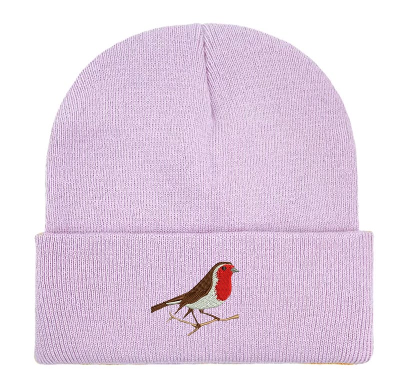 Robin Embroidered Beanie: Unisex Bird Watching Hat. Winter accessories. Bird lovers gifts image 11