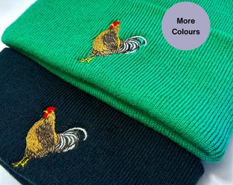 Gorro de pollo bordado: accesorios unisex de animales de granja, regalos para amantes de los pollos.