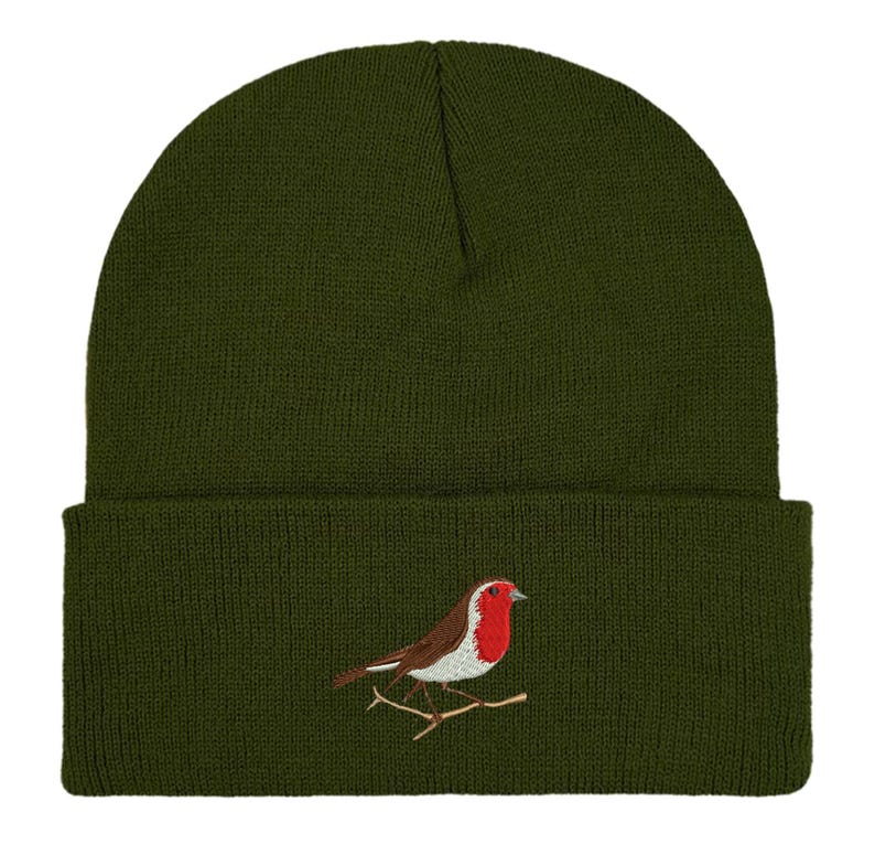 Robin Embroidered Beanie: Unisex Bird Watching Hat. Winter accessories. Bird lovers gifts image 18