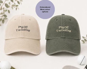 Funny Golfing Cap, F*ck Off I'm Golfing Hat, Embroidered Vintage Washed Baseball Cap, Golf Gift