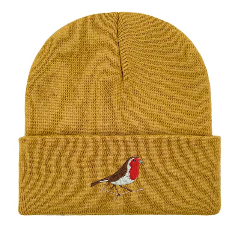 Robin Embroidered Beanie: Unisex Bird Watching Hat. Winter accessories. Bird lovers gifts image 8