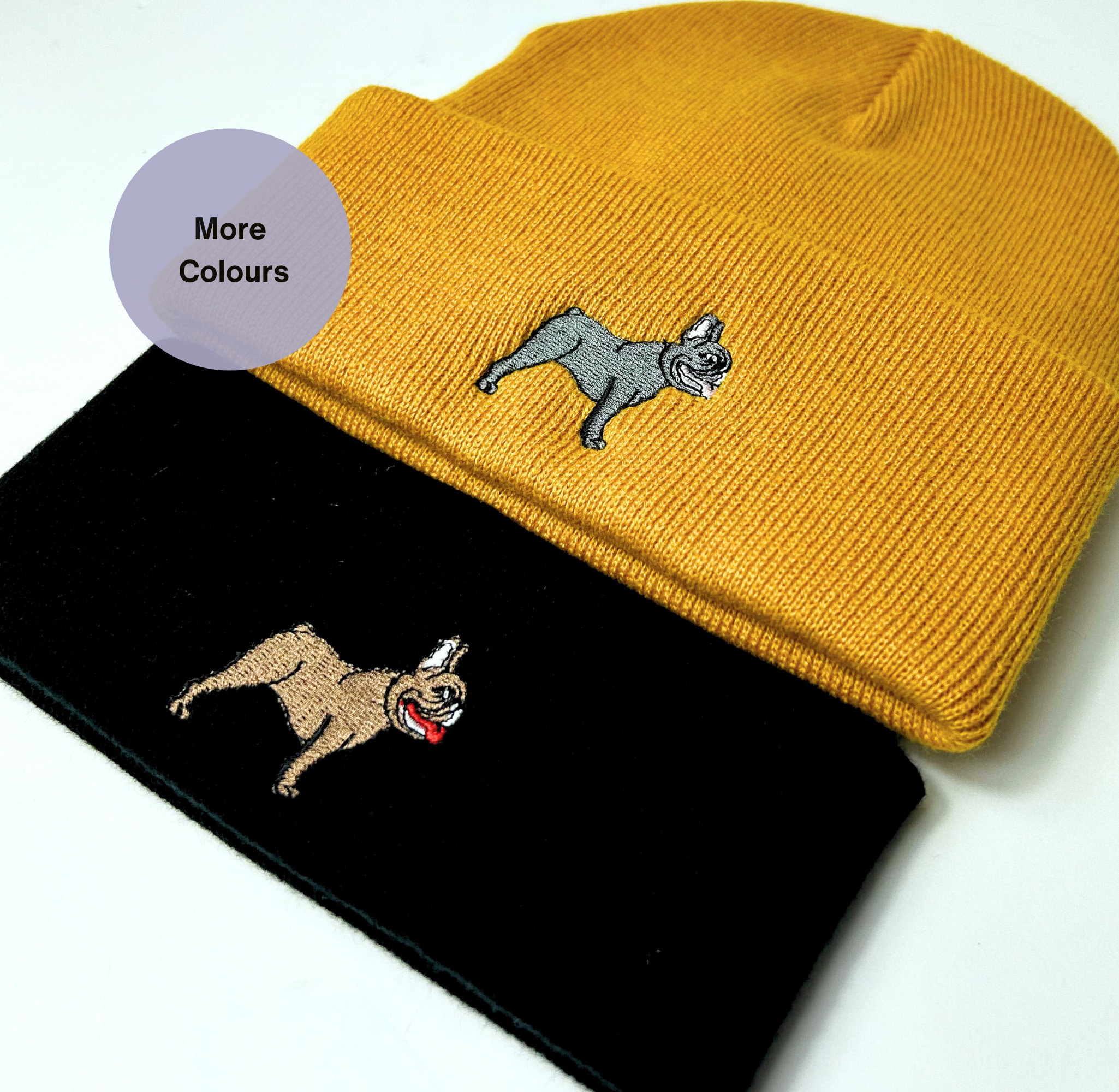 Embroidered French Bulldog Beanie: Winter Warm Acrylic Knit Hat, Dog embroidery, Winter accessories