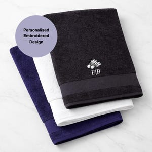 Personalised Badminton Sports Towel, Custom Embroidered Name Towel for Training & Matches.