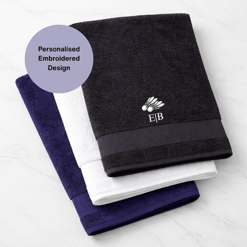 Personalised Badminton Sports Towel, Custom Embroidered Name Towel for Training & Matches.