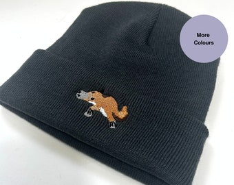 Duck Billed Platypus Embroidered Beanie Hat Winter Warm Unisex Cuffed Hat. Gift idea for platypus lovers. Animal embroidered beanie hat