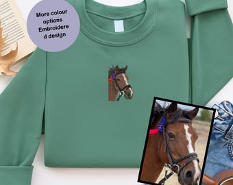 Custom Pet Portrait Embroidered Sweatshirt: Unisex add your pet jumper