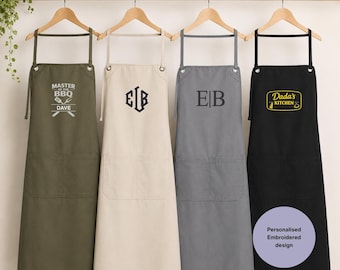 Personalised Embroidered Apron, Custom Apron with Name or Logo, BBQ Cooking Apron, Kitchen Apron, Baking Gift