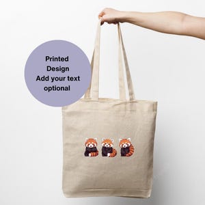 Red Panda tote Bags with personalisation option. Customise Red Panda tote bag. Red Panda lovers gift ideas. Woodland animal lovers tote bag