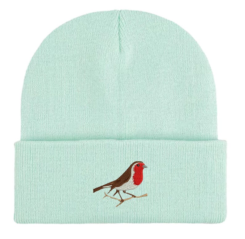 Robin Embroidered Beanie: Unisex Bird Watching Hat. Winter accessories. Bird lovers gifts image 16